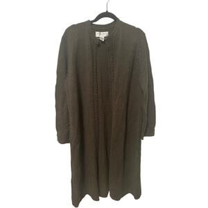 Vintage United States Sweater Wool Blend Olive Green Knit Cardigan Large
